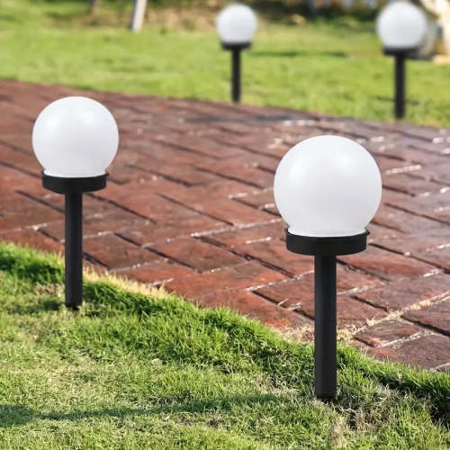 Ogrodowa Lampa Solarna Biała LED Solar Kula 10cm (Zestaw 3 Sztuki)