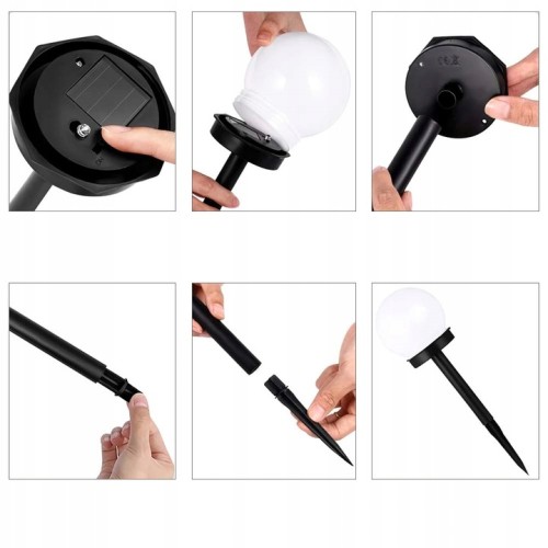 Ogrodowa Lampa Solarna Biała LED Solar Kula 10cm (Zestaw 3 Sztuki)