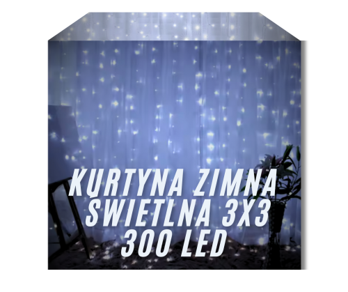 Kurtyna świetlna USB 3m x 3m 300 LED barwa zimna