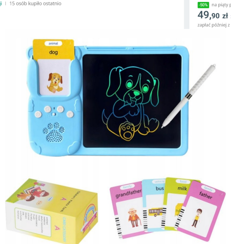 Czytnik Kart i Tablet do Rysowania 2w1 – Nauka Angielskiego i Kreatywna Zabawa