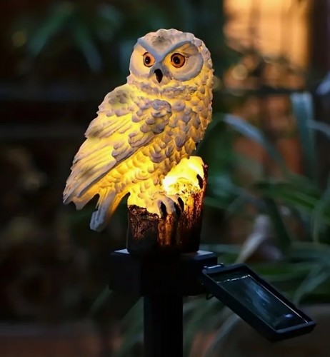 Lampa Ogrodowa LED Solarna - Sowa Wodoodporna z Czujnikiem Zmierzchu
