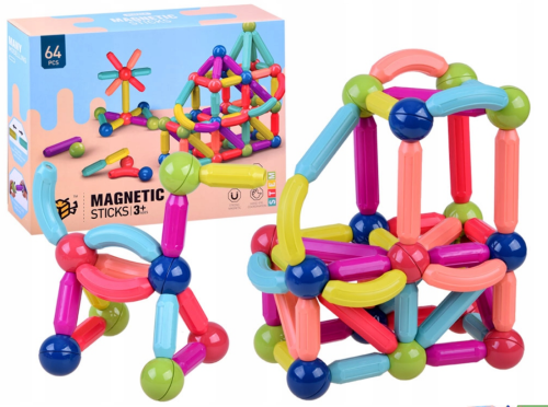 Klocki Magnetyczne Edukacyjne Magnetic Sticks 64szt