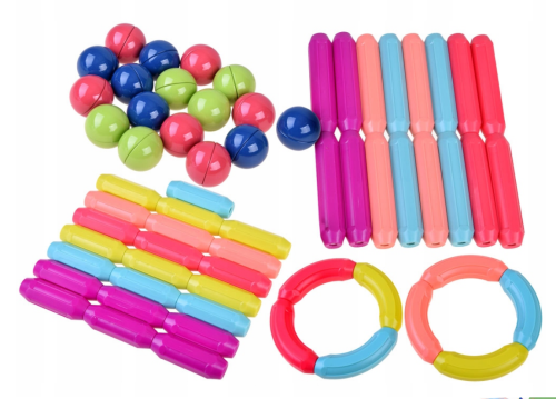 Klocki Magnetyczne Edukacyjne Magnetic Sticks 64szt