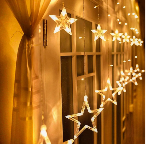 Kurtyna Świetlna LED Gwiazdki 120 LED – Ciepłe Światło, 4,7 m
