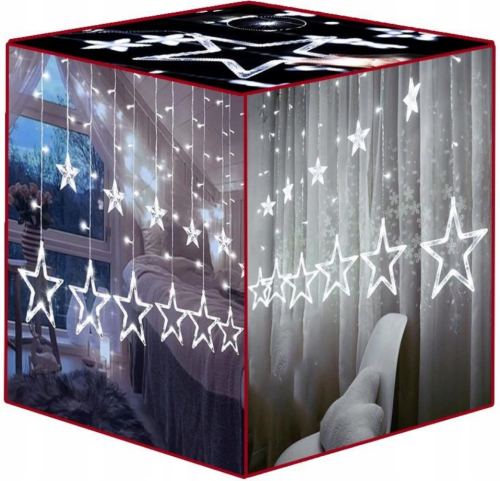 Kurtyna Świetlna LED Gwiazdki 120 LED – Zimne Światło, 4,7 m