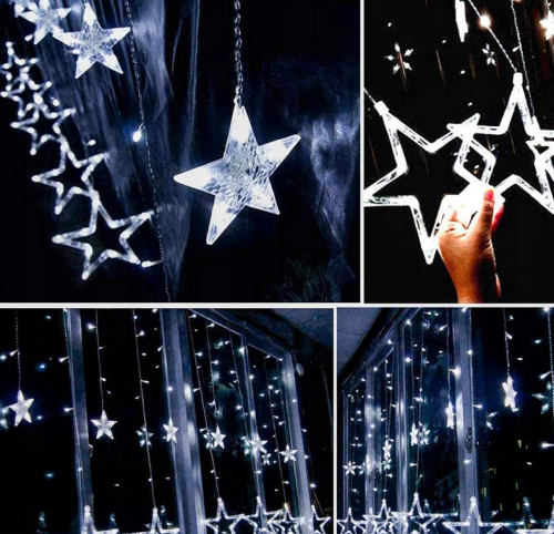 Kurtyna Świetlna LED Gwiazdki 120 LED – Zimne Światło, 4,7 m