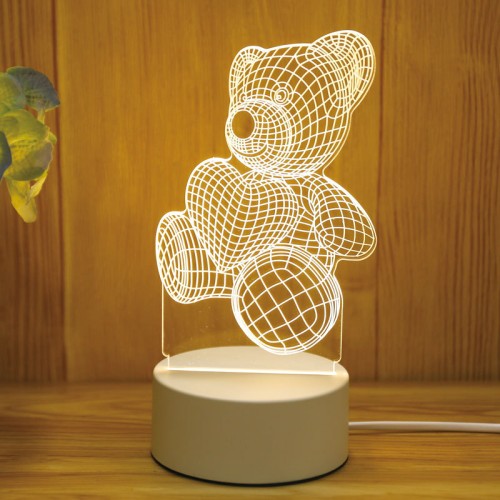 Lampka LED 3D Miś z sercem – dekoracyjna lampka nocna