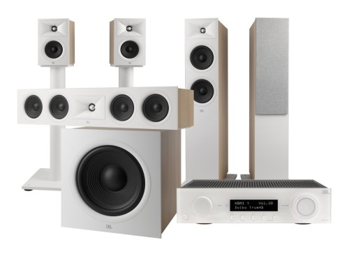 Zestaw kina domowego JBL MA510 + STAGE 260F + STAGE 245C + STAGE 240B (stojaki w komplecie) + STAGE 220P  biały (1)