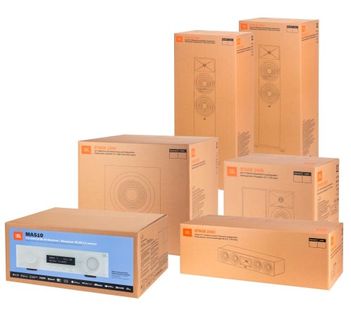 Zestaw kina domowego JBL MA510 + STAGE 260F + STAGE 245C + STAGE 240B (stojaki w komplecie) + STAGE 220P  biały (6)