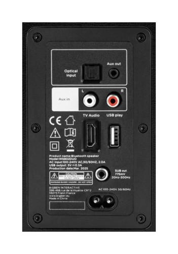 Thomson WS902DUO Aktywne głośniki HiFi  z Bluetooth 150 W, USB, RCA, HDMI (5)