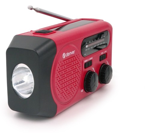 Denver SCR-2010MK2 radio FM/AM z latarką, zasilane energią słoneczną/dynamem/baterią czerwone (3)