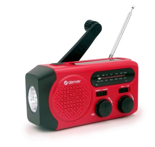 Denver SCR-2010MK2 radio FM/AM z latarką, zasilane energią słoneczną/dynamem/baterią czerwone (2)