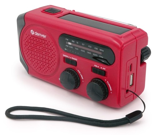 Denver SCR-2010MK2 radio FM/AM z latarką, zasilane energią słoneczną/dynamem/baterią czerwone (5)