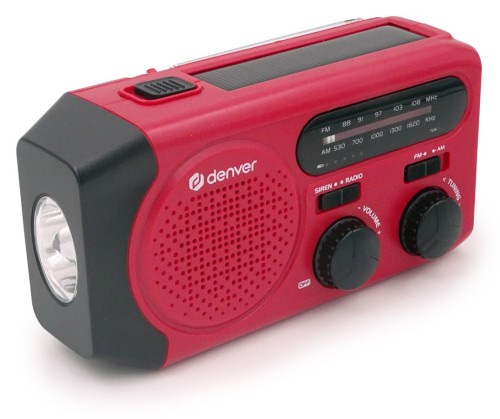 Denver SCR-2010MK2 radio FM/AM z latarką, zasilane energią słoneczną/dynamem/baterią czerwone (6)