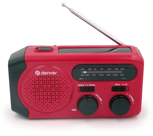 Denver SCR-2010MK2 radio FM/AM z latarką, zasilane energią słoneczną/dynamem/baterią czerwone (1)