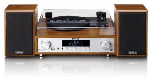 Gramofon LENCO MC-160WD Drewno, Napęd paskowy, BT, Kolumny głośnikowe w zestawie, Prędkość odtw. 33 1/3,45,78 obr./min (4)