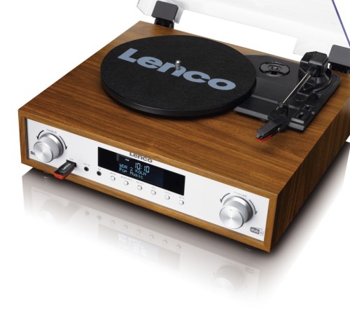 Gramofon LENCO MC-160WD Drewno, Napęd paskowy, BT, Kolumny głośnikowe w zestawie, Prędkość odtw. 33 1/3,45,78 obr./min (7)