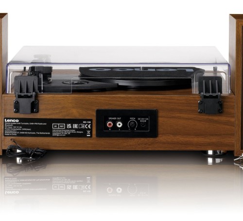 Gramofon LENCO MC-160WD Drewno, Napęd paskowy, BT, Kolumny głośnikowe w zestawie, Prędkość odtw. 33 1/3,45,78 obr./min (9)