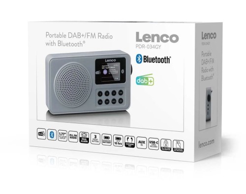  Przenośne radio cyfrowe DAB+ FM z Bluetooth w kolorze szarym LENCO PDR-034GY  (8)