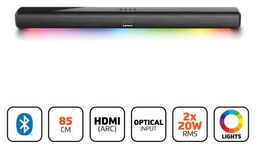 Soundbar Bluetooth HDMI (ARC) i podświetleniem LED Lenco SB-042LEDBK (2)