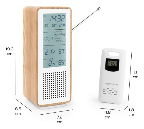 Stacje pogodowe Thomson WS102TWH z głośnikiem Bluetooth i radiem FM (8)