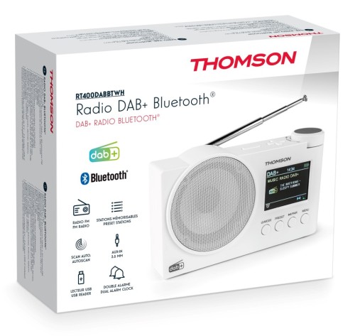Przenośne radio FM DAB+ z funkcją Bluetooth USB Thomson RT400DABBTWH  (4)