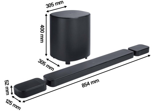 Soundbar JBL BAR 1000 MkII Czarny 7.1.4-kanałowy, Bezprzewodowy Subwoofer, 4K, Dolby Atmos, HDMI eARC, DTS:x, MultiBea 3.0 (3)