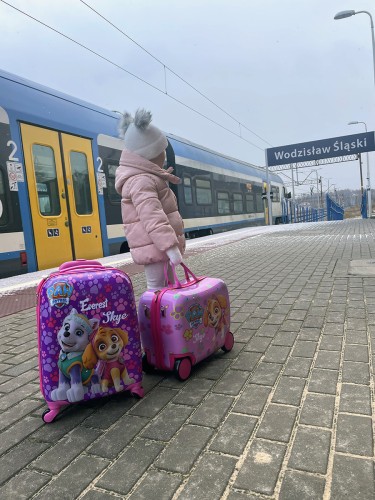 Jeżdżąca walizka podróżna Psi Patrol - różowa mała (5)