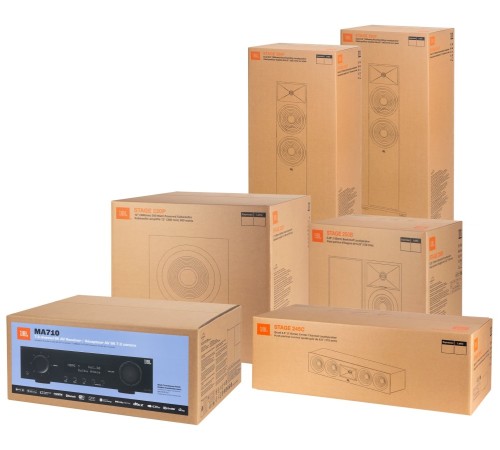JBL system kina domowego5.1 Dolby ATMOS MA510 + STAGE 260F + STAGE 245C + STAGE 240B + podstawki do głośników  + STAGE 220P  (7)