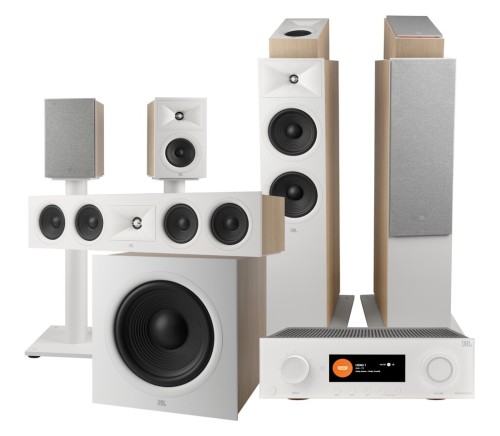 Kompletny zestaw kina domowego JBL Dolby Atmos 5.1.2 – MA9100HP + STAGE 280F + STAGE 245C + STAGE 250B z podstawkami + STAGE 240H + aktywny subwoofer STAGE 220P (1)