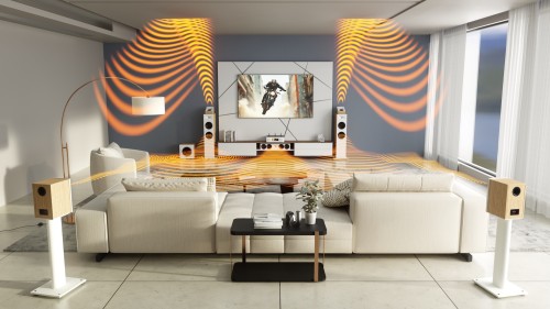Kompletny zestaw kina domowego JBL Dolby Atmos 5.1.2 – MA9100HP + STAGE 280F + STAGE 245C + STAGE 250B z podstawkami + STAGE 240H + aktywny subwoofer STAGE 220P (22)