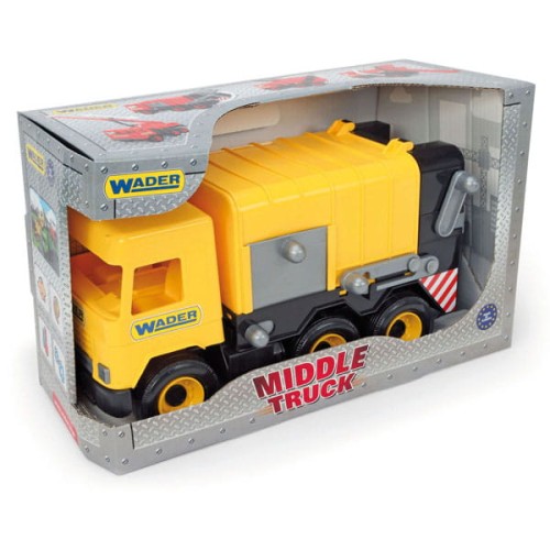 Middle Truck śmieciarka żółta w kartonie (6)