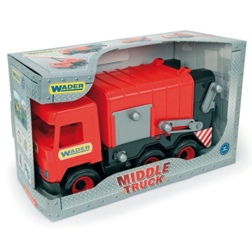 Middle Truck śmieciarka czerwona w kartonie (6)