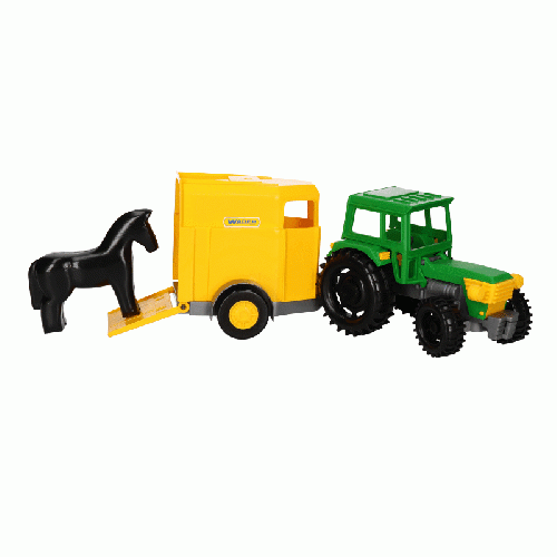 Farmer traktor z przyczepą na konia w kartonie (1)