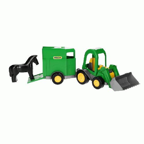 Farmer traktor ładowarka z przyczepą na konia w kartonie (1)