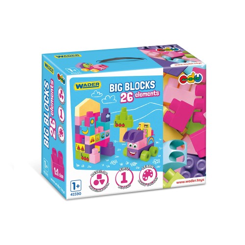 Maximus spychacz różowy + Big Blocks klocki 26 el. (3)