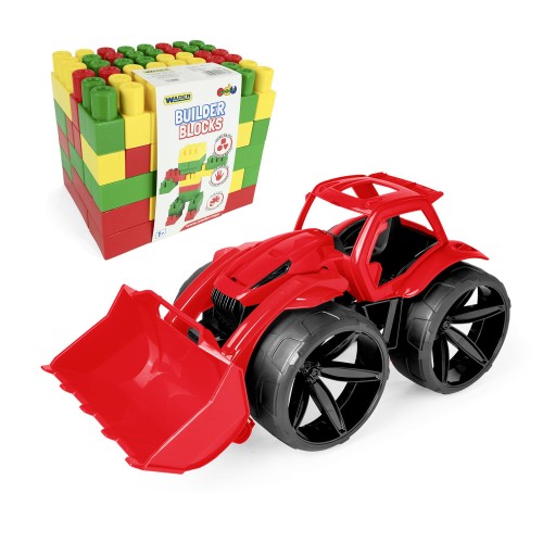 Maximus spychacz czerwony + Builder klocki 78 el. (1)