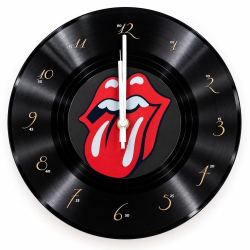 Zegar ścienny The Rolling Stones - Tongue Logo - styl płyty winylowej (1)