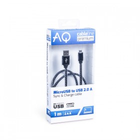 Kabel USB 2.0 A  MicroB, AQ Premium Długość: 1,0m