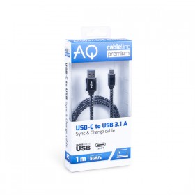 Kabel USBC (M)  USB 3.0 A (M), AQ Premium Długość: 1,0m