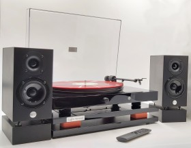 Zestaw: Gramofon Project Juke Box E wyposażony w platformę antywibracyjna "10Hz" + Głośniki WRS MM2 z podstawą izolacyjną