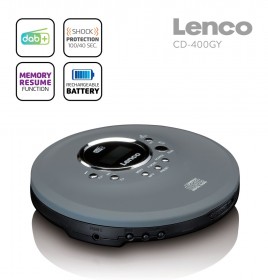 Lenco CD400GY  discman CD/MP3 i radio DAB+/FM