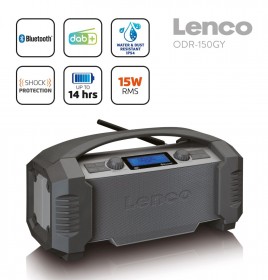 Lenco ODR150GY  radio DAB+/FM z Bluetooth w pancernej wytrzymałej i wodoodpornej  obudowie 