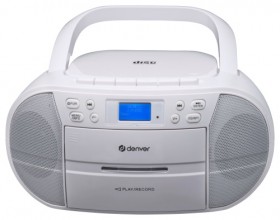 Denver TDC280B Boombox z radiem FM/DAB+, CD, USB i odtwarzaczem kasetowym, biały