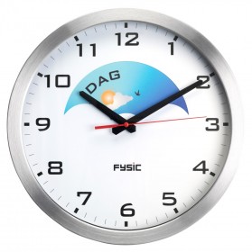 Fysic FK150   Duży zegar analogowy w aluminiowej obudowie, wyświetlacz dzień/noc