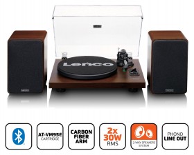 Gramofon Lenco LS600WA (orzech) + głośniki Zestaw HiFi