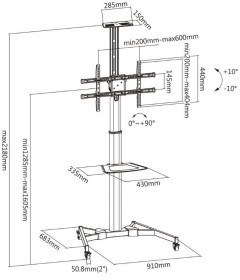 Obrazek 2 dla: Fonestar STS4264N  Stojak podłogowy pod telewizor od 37" do 70" + półka DVD