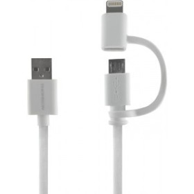 THOMSON TH2IN1CABLEW  szybki kabel 2 w 1  Lightning i micro USB, 1m, biały