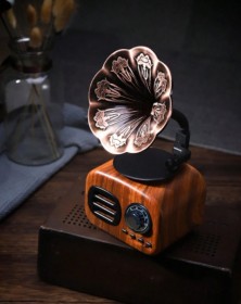 Obrazek 2 dla: Radioodtwarzacz retro w kształcie gramofonu – Bluetooth, SD, 1200 mAh