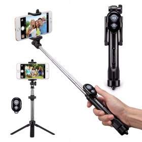 Uchwyt monopod selfie bluetooth ze statywem czarny